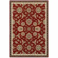 Photo of Red Black Blue Ivory Green And Salmon Oriental Power Loom Stain Resistant Area Rug