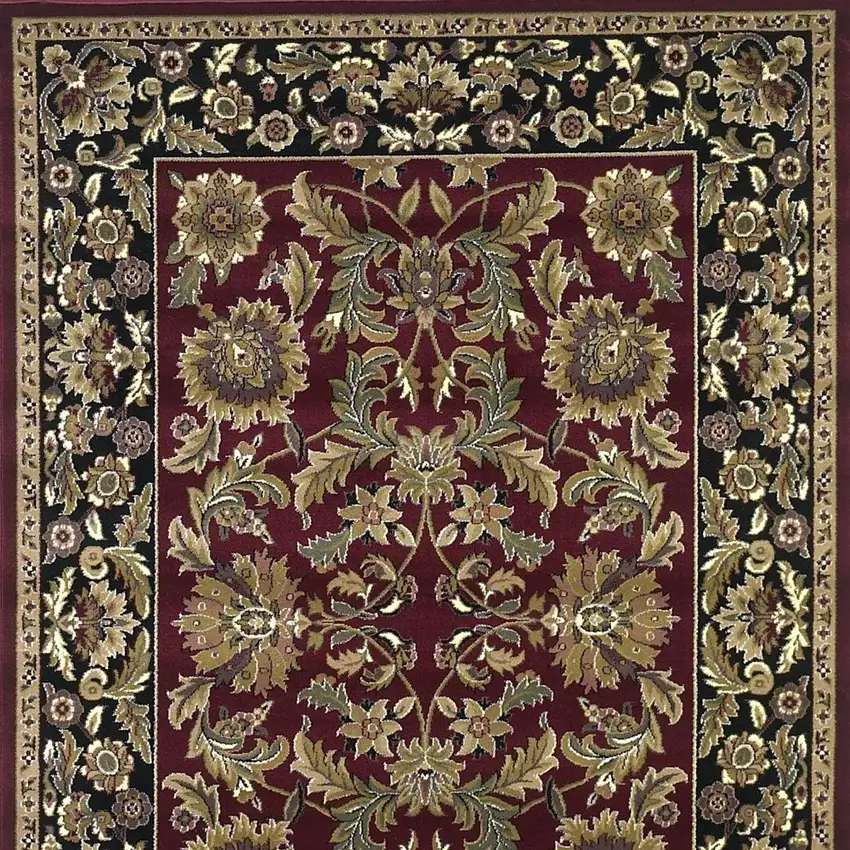2'X3' Red Black Machine Woven Floral Traditional Indoor Accent Rug Photo 6