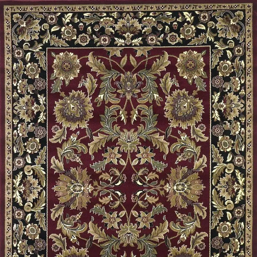 Red Black Machine Woven Floral Traditional Indoor Area Rug Photo 7