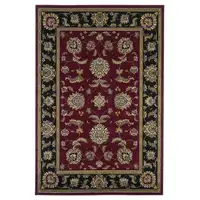 Photo of Red Black Machine Woven Floral Traditional Indoor Area Rug