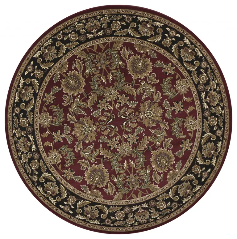 Red Black Machine Woven Traditional Octagon Indoor Area Rug Photo 3