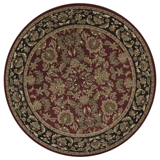 Red Black Machine Woven Traditional Octagon Indoor Area Rug Photo 3
