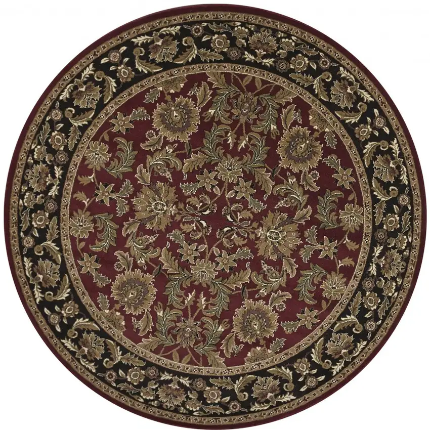 Red Black Machine Woven Traditional Octagon Indoor Area Rug Photo 4
