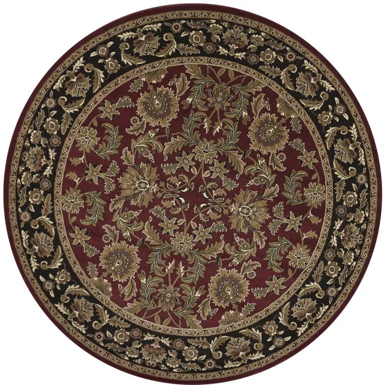 Red Black Machine Woven Traditional Octagon Indoor Area Rug Photo 4