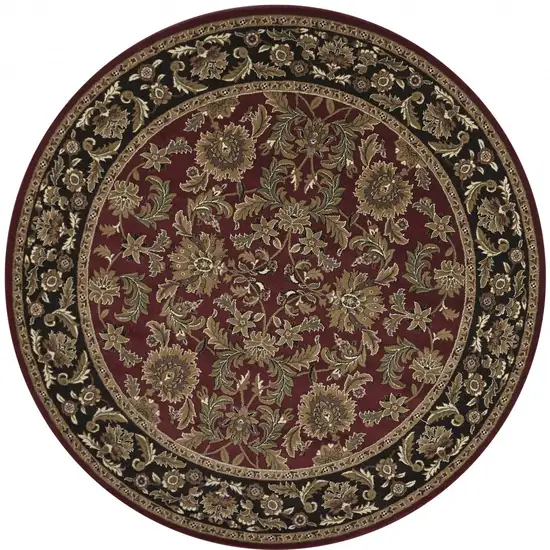 Red Black Machine Woven Traditional Octagon Indoor Area Rug Photo 4