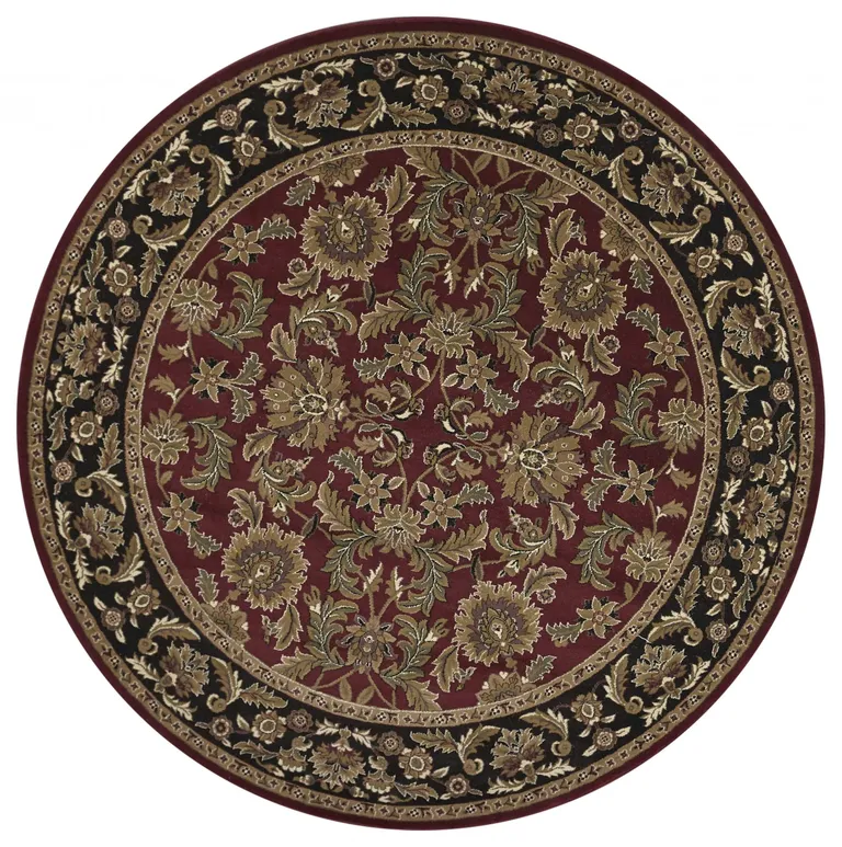 Red Black Machine Woven Traditional Octagon Indoor Area Rug Photo 1
