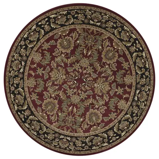 Red Black Machine Woven Traditional Octagon Indoor Area Rug Photo 1