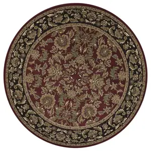 Photo of Red Black Machine Woven Traditional Octagon Indoor Area Rug
