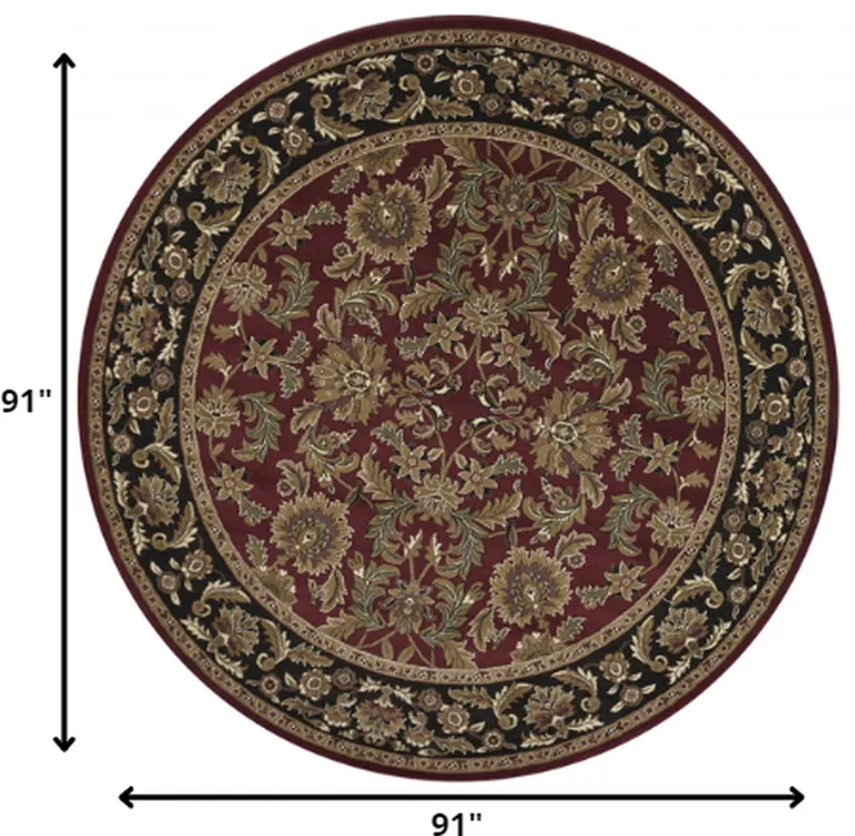 Red Black Machine Woven Traditional Octagon Indoor Area Rug Photo 2