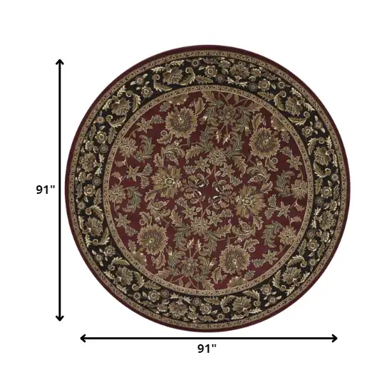 Red Black Machine Woven Traditional Octagon Indoor Area Rug Photo 2