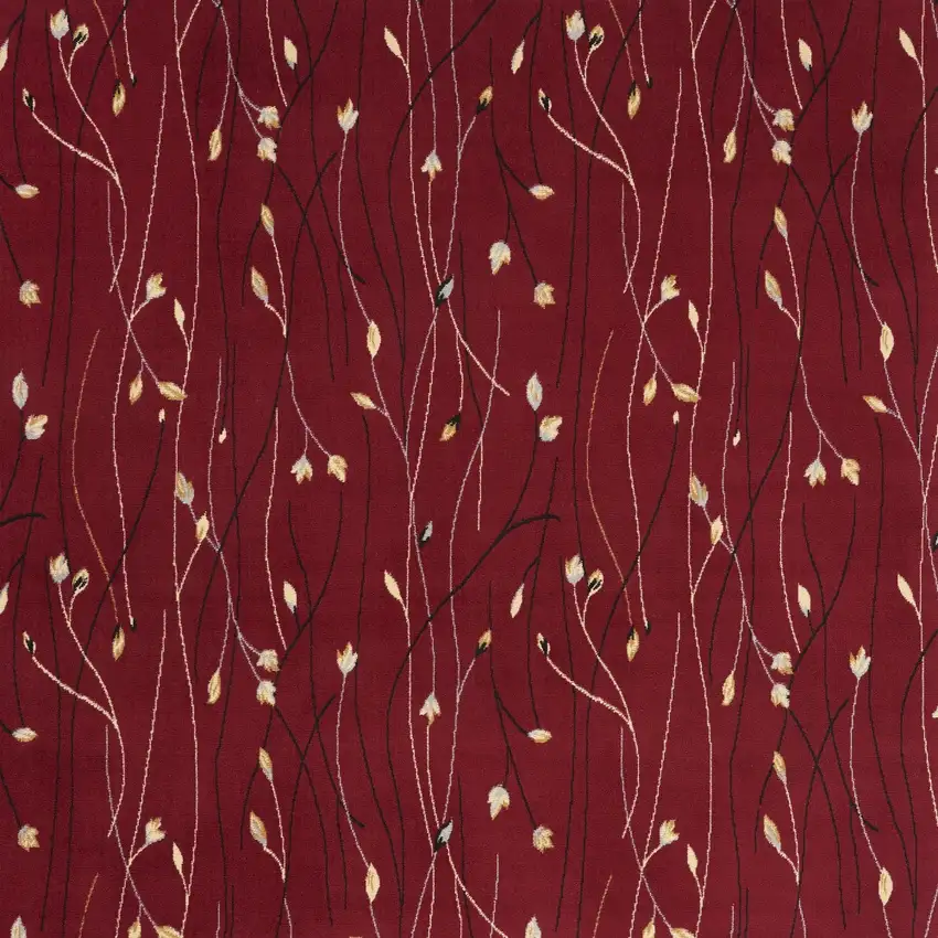 Red Black and Ivory Floral Vines Power Loom Area Rug Photo 6