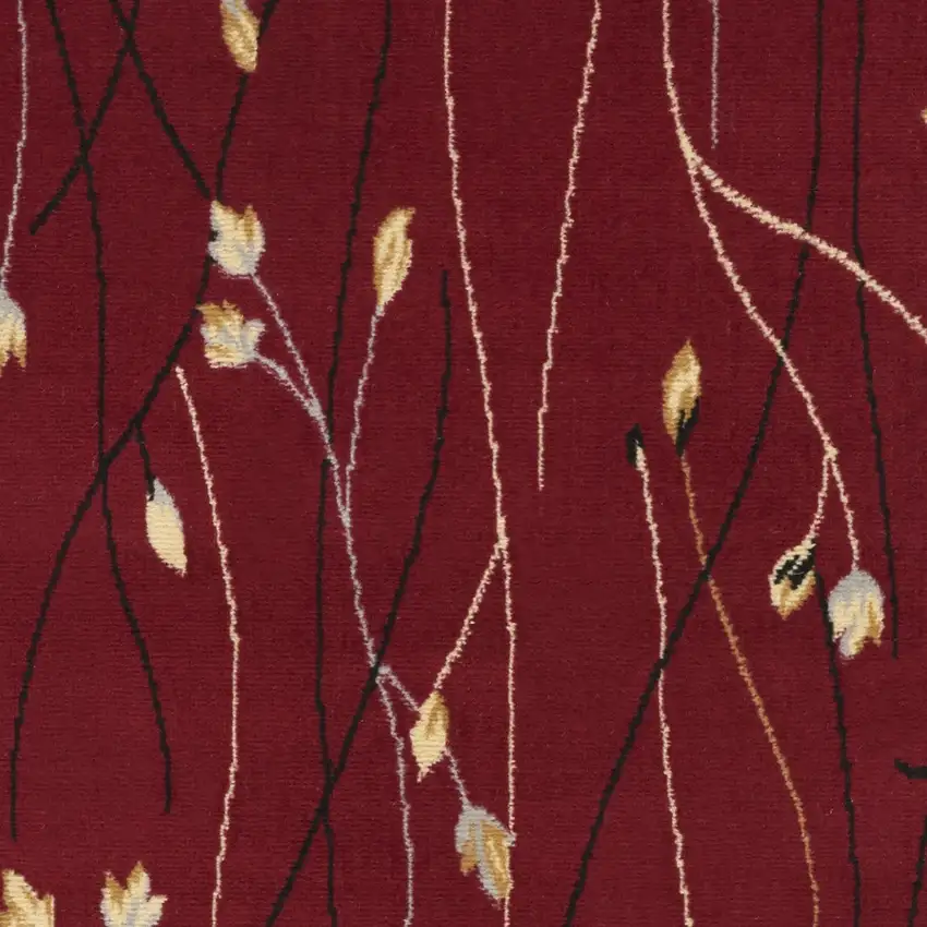 Red Black and Ivory Floral Vines Power Loom Area Rug Photo 3