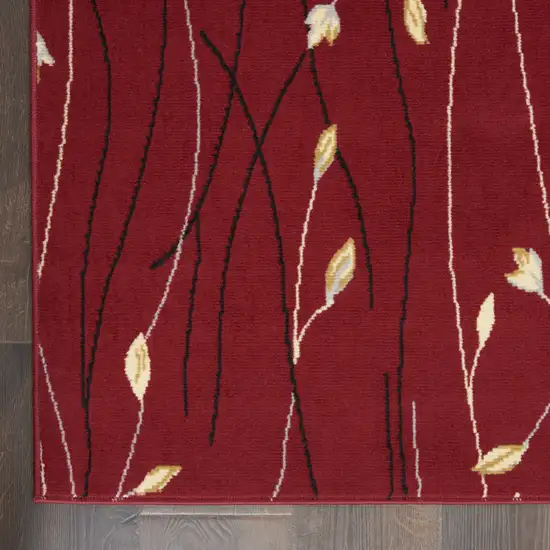12' Red Black And Ivory Floral Vines Runner Rug Photo 9
