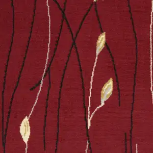 Photo of Red Black and Ivory Floral Vines Power Loom Runner Rug