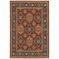 Photo of Red Blue And Gold Oriental Power Loom Stain Resistant Area Rug