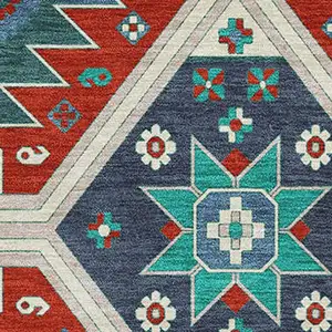 Photo of Red Blue And Green Southwestern Washable Area Rug With UV Protection