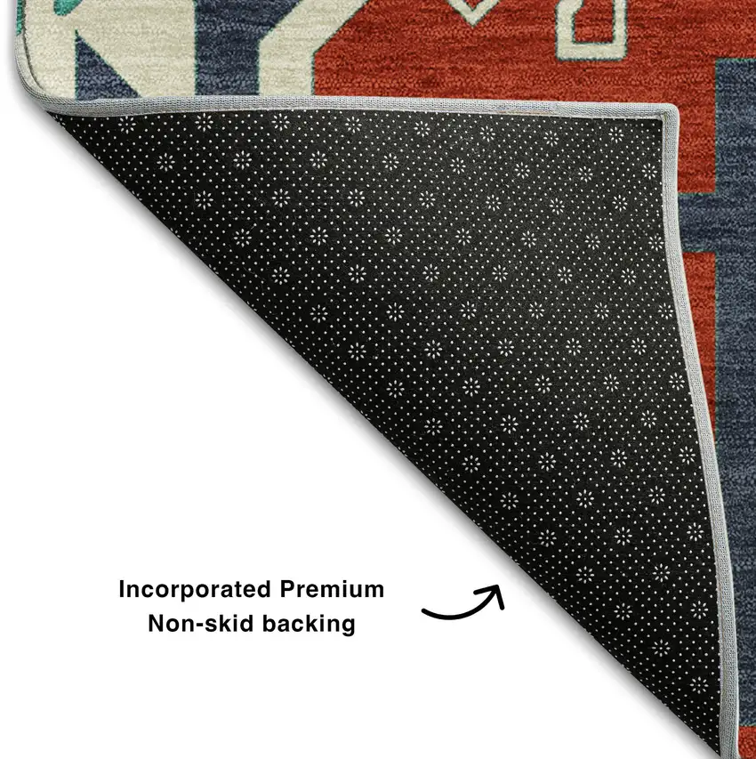 Red Blue And Green Southwestern Washable Area Rug With UV Protection Photo 6