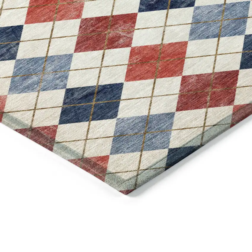 Red Blue And Ivory Geometric Washable Indoor Outdoor Area Rug Photo 8