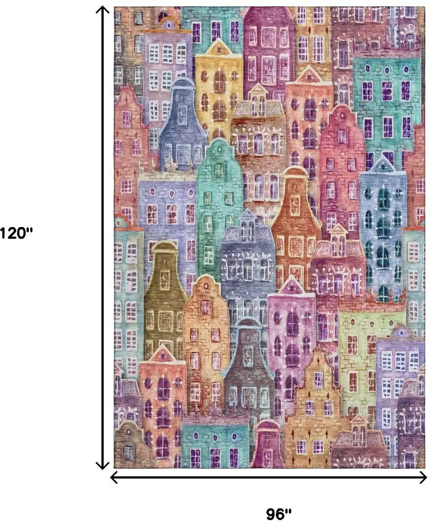 Red Blue And Lavender Abstract Geometric Washable Area Rug With UV Protection Photo 3