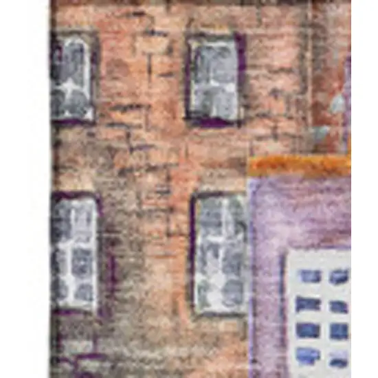 Red Blue And Lavender Abstract Geometric Washable Area Rug With UV Protection Photo 3