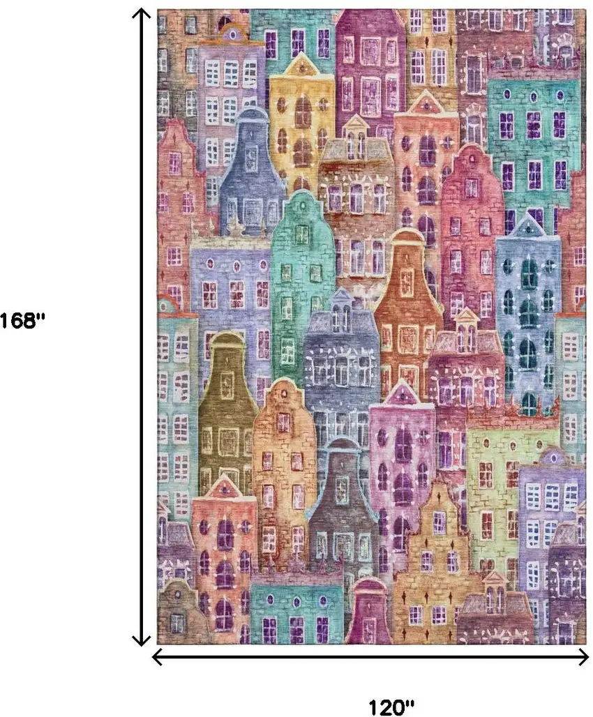 Red Blue And Lavender Abstract Geometric Washable Area Rug With UV Protection Photo 3