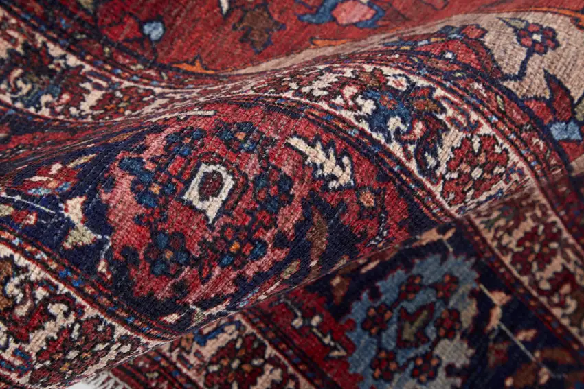 Red Blue And Tan Floral Power Loom Area Rug Photo 9