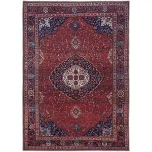 Photo of Red Blue And Tan Floral Power Loom Area Rug