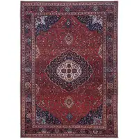 Photo of Red Blue And Tan Floral Power Loom Area Rug