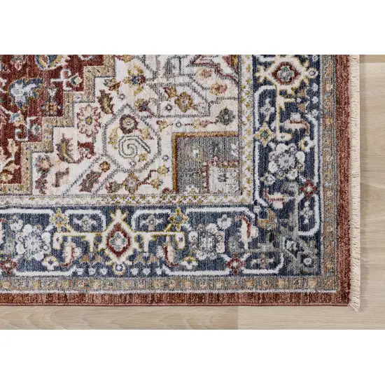Red Blue And Tan Medallion Area Rug Photo 8
