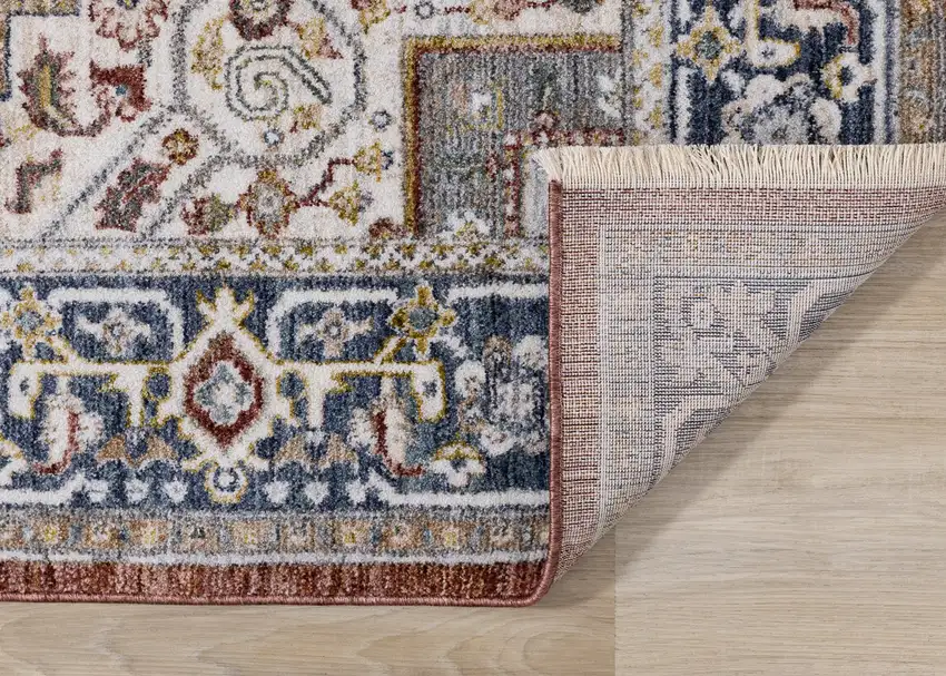 Red Blue And Tan Medallion Area Rug Photo 9