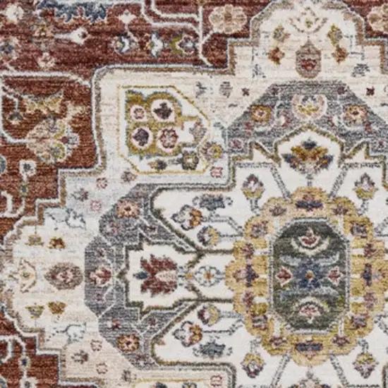 Red Blue And Tan Medallion Area Rug Photo 4