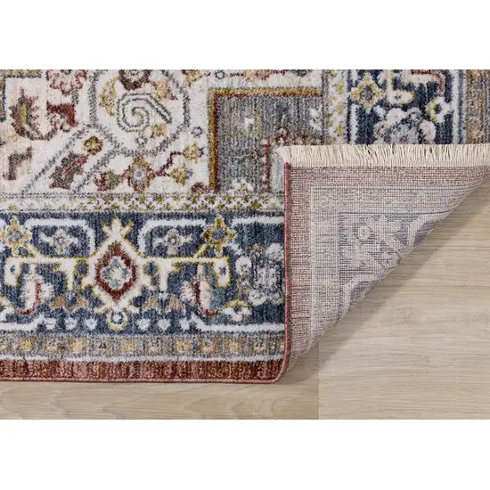 Red Blue And Tan Medallion Area Rug Photo 8