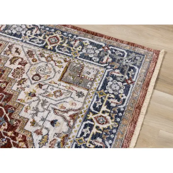 Red Blue And Tan Medallion Area Rug Photo 6