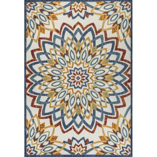 Red Blue And Yellow Medallion Indoor Outdoor Area Rug Photo 2