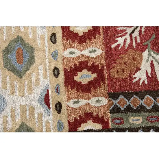 Red Blue Beige And Brown Wool Southwestern Hand Tufted Area Rug Photo 4