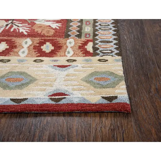 Red Blue Beige And Brown Wool Southwestern Hand Tufted Area Rug Photo 3