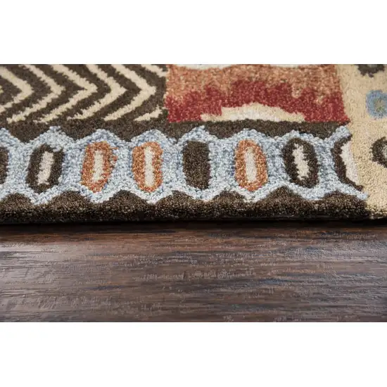 Red Blue Beige And Brown Wool Southwestern Hand Tufted Area Rug Photo 1