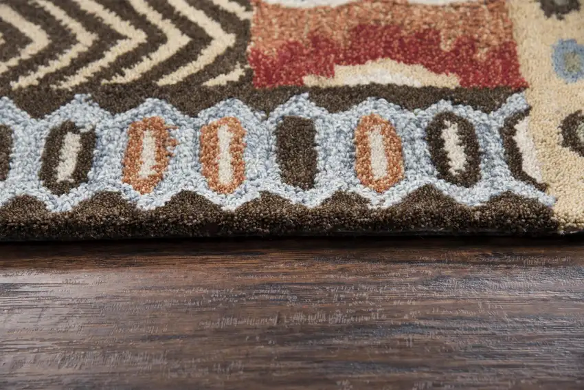 Red Blue Beige And Brown Wool Southwestern Hand Tufted Area Rug Photo 1
