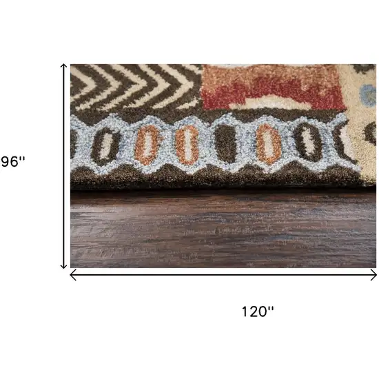 Red Blue Beige And Brown Wool Southwestern Hand Tufted Area Rug Photo 6