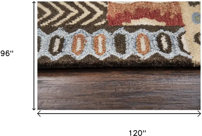 Red Blue Beige And Brown Wool Southwestern Hand Tufted Area Rug Photo 6