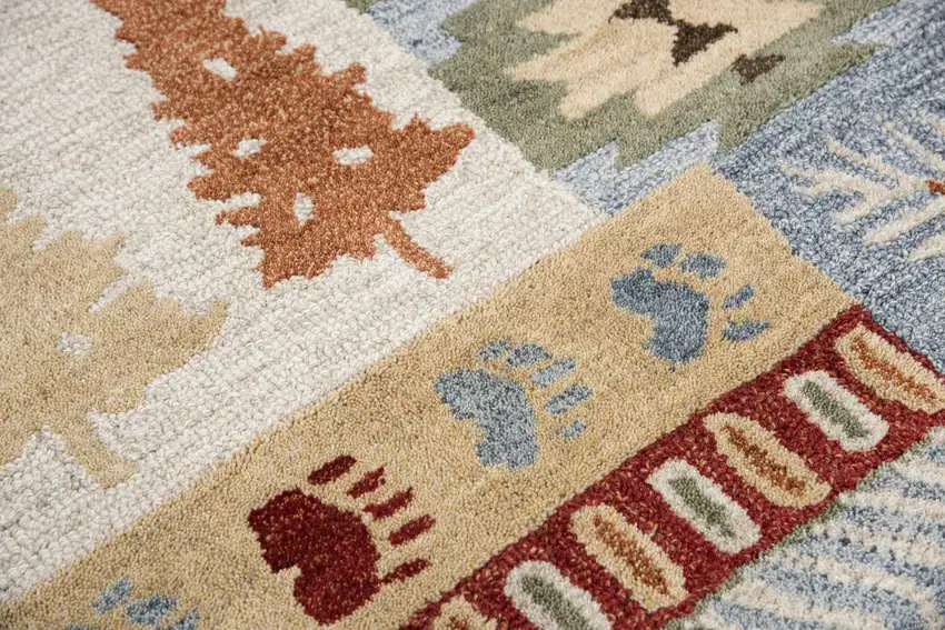 Red Blue Beige And Brown Wool Southwestern Hand Tufted Area Rug Photo 5