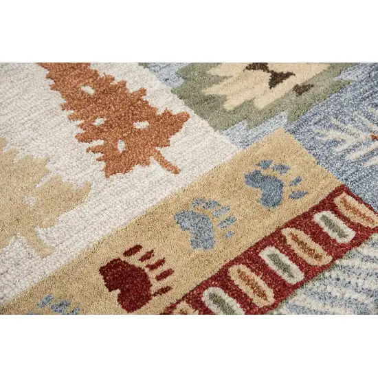 Red Blue Beige And Brown Wool Southwestern Hand Tufted Area Rug Photo 5