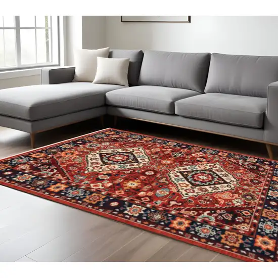 Red And Blue Oriental Area Rug Photo 1