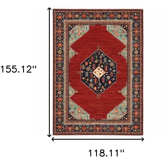 Red and Black Oriental Power Loom Area Rug Photo 3