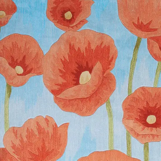 Red Blue and Green Floral Area Rug Photo 5