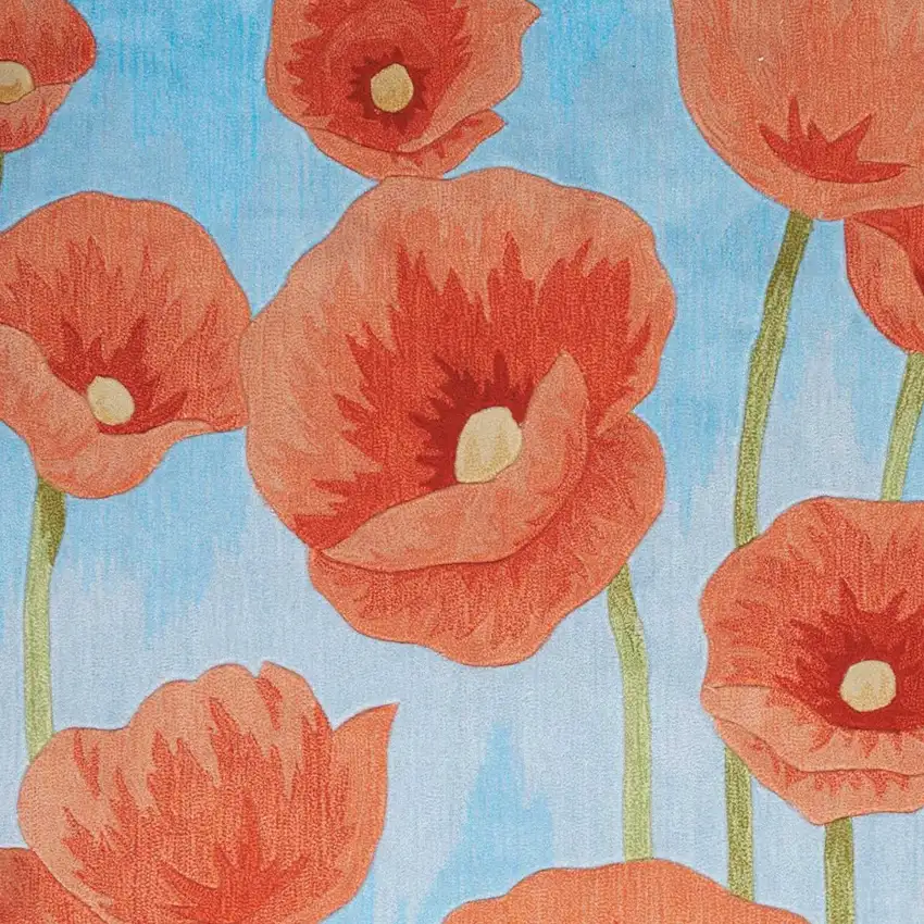 Red Blue and Green Floral Area Rug Photo 5