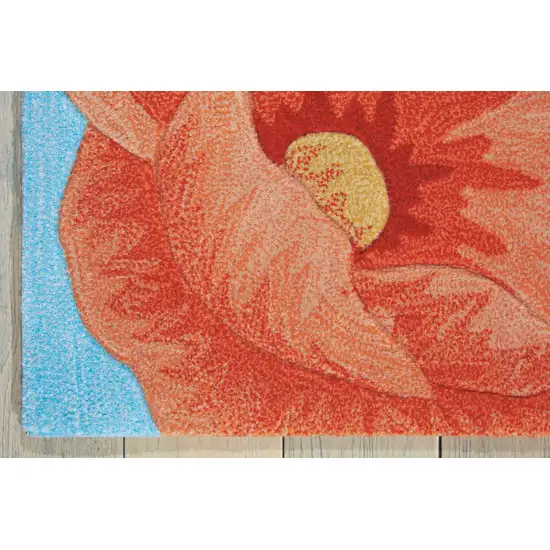 Red Blue and Green Floral Area Rug Photo 4