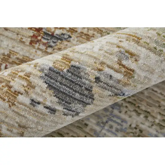 Red Blue and Ivory Abstract Power Loom Area Rug Photo 8