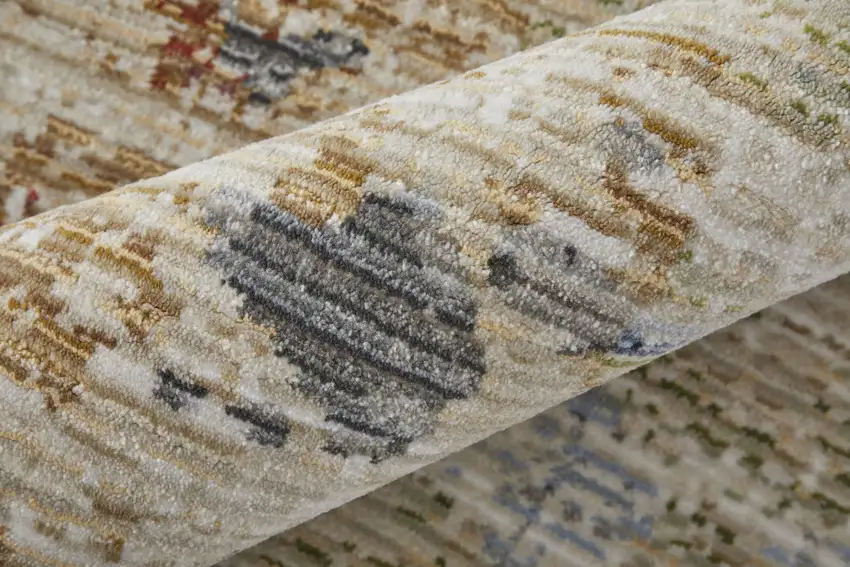 Red Blue and Ivory Abstract Power Loom Area Rug Photo 8