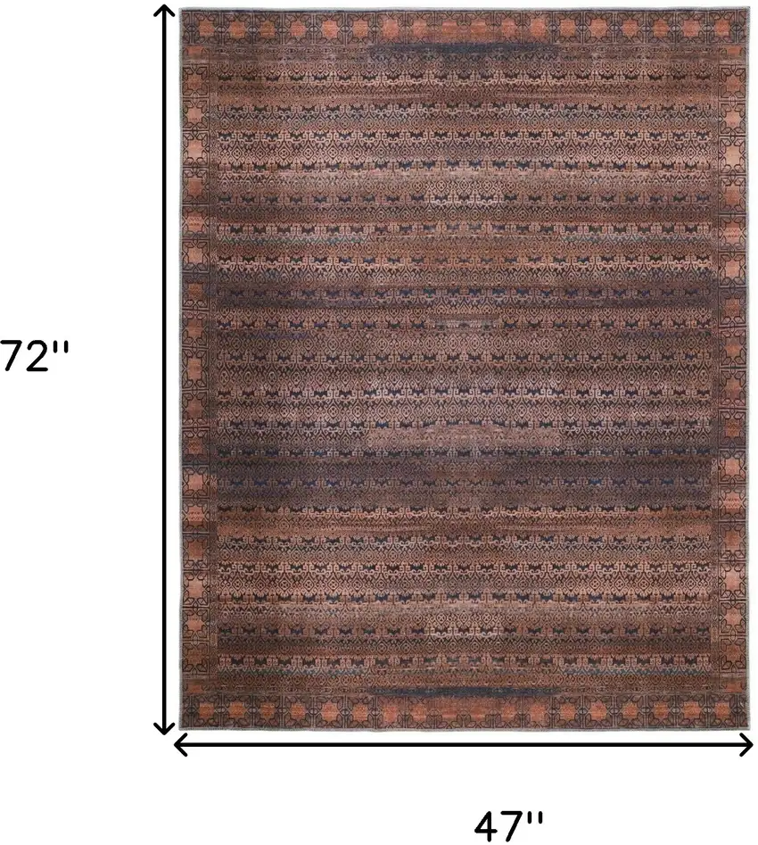 Red Brown And Blue Floral Power Loom Area Rug Photo 10
